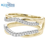 14 Karat Yellow Gold Ring Guard Wedding Band with 38 Round Diamonds at